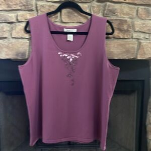 Judith Hart purple sleeveless sweater with embellishments. Size 2X